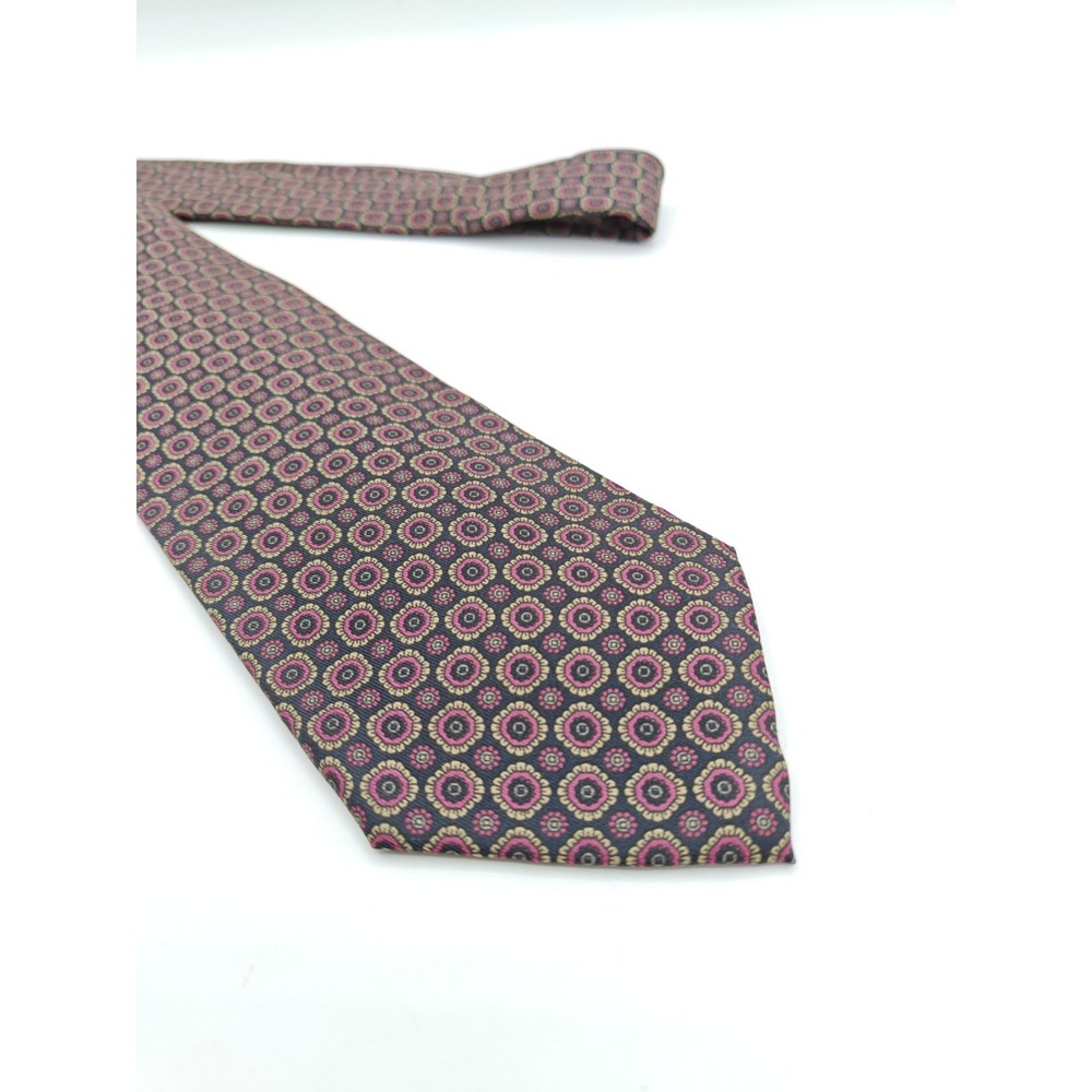 Tom James Silk Tie Mens Multicolor Geometric USA Woven Designer Necktie 57x3.5